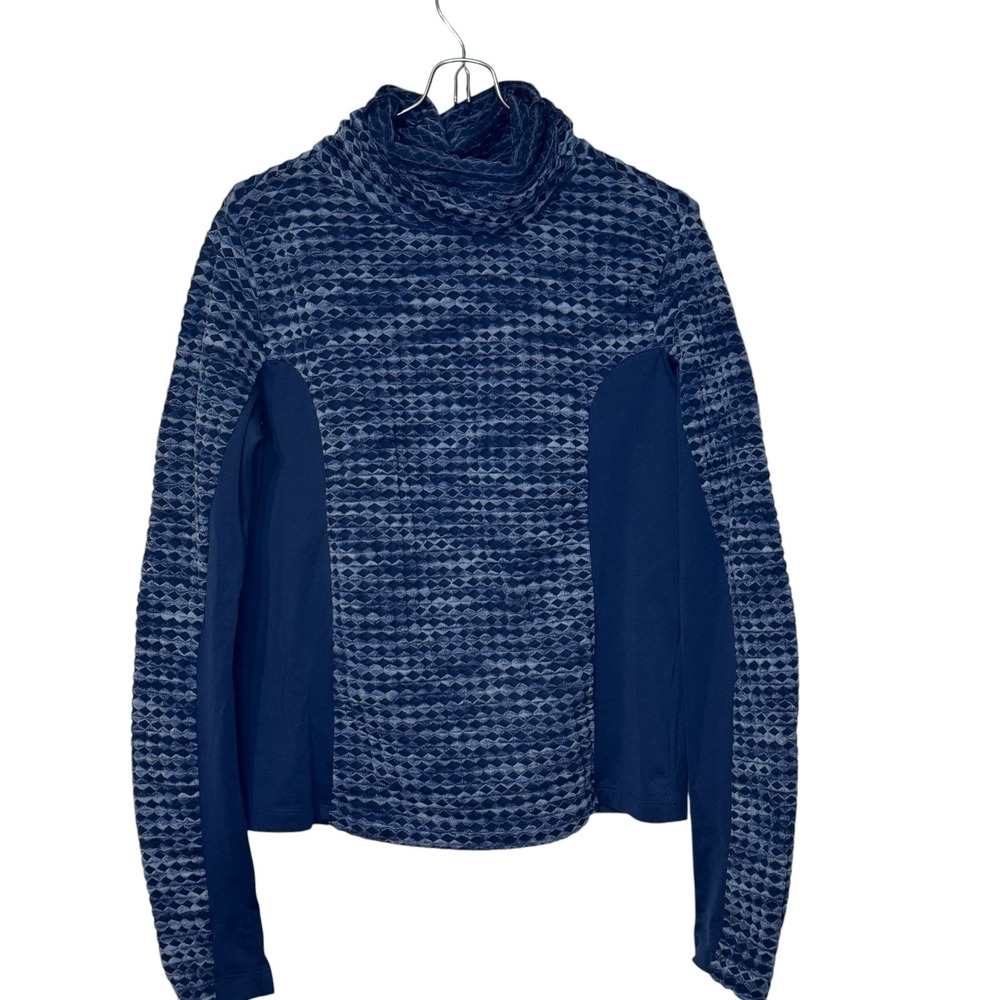 Nike Pro Women Top Hyperwarm Turtleneck Workout Training Long Sleeve Blue Medium